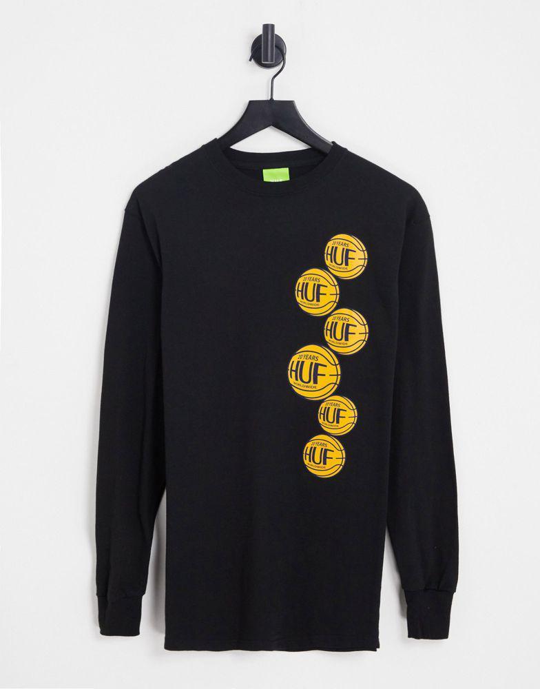 商品HUF|HUF real baller print long sleeve t-shirt in black,价格¥280,第1张图片