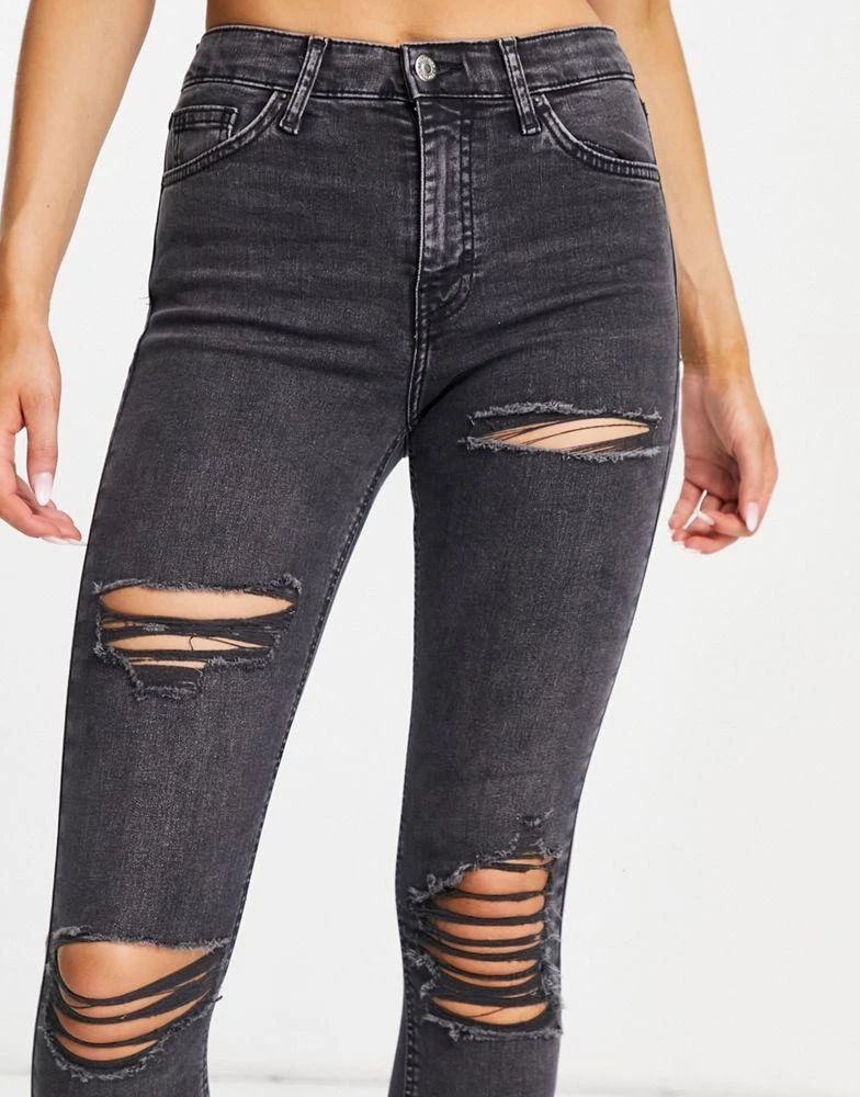 商品Topshop|Topshop Jamie jean with super rip in washed black,价格¥259,第3张图片详细描述