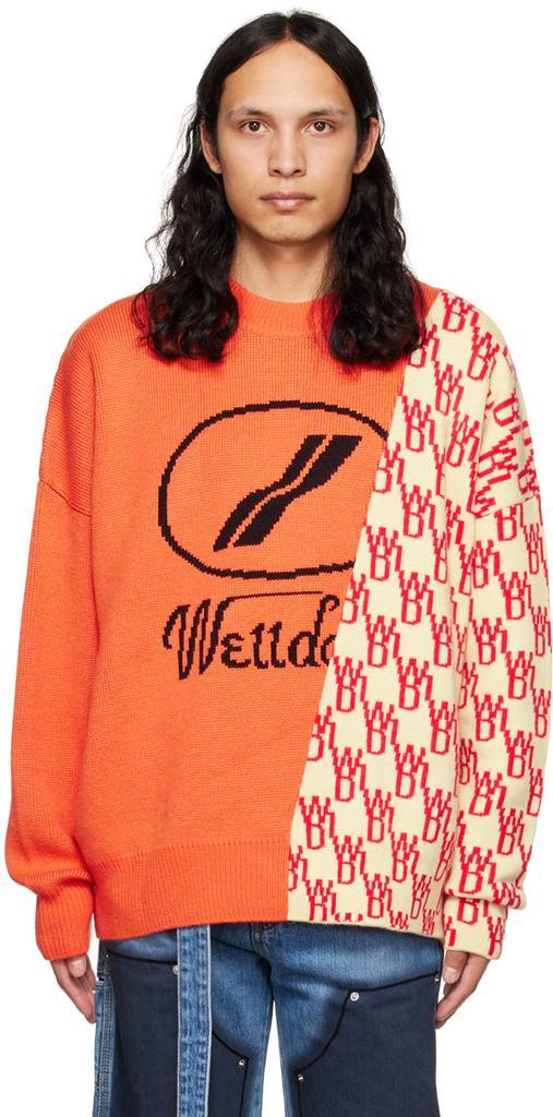 商品We11done|Orange Paneled Sweater,价格¥1258,第1张图片