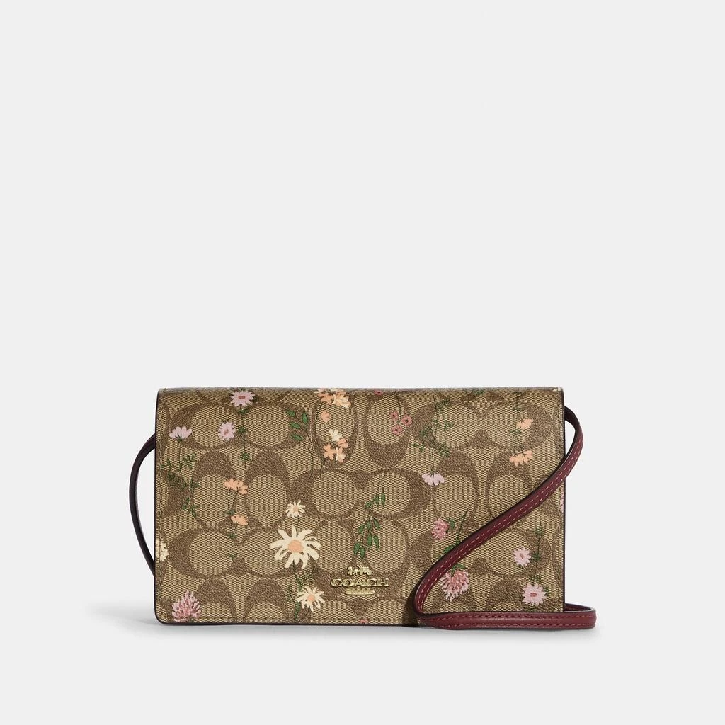 Coach Outlet Coach Outlet Anna Foldover Clutch Crossbody In Signature Canvas With Wildflower Print 1