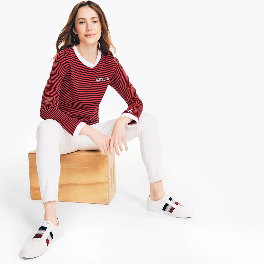 商品Nautica|Nautica Womens Cropped Striped Long-Sleeve T-Shirt,价格¥217,第1张图片