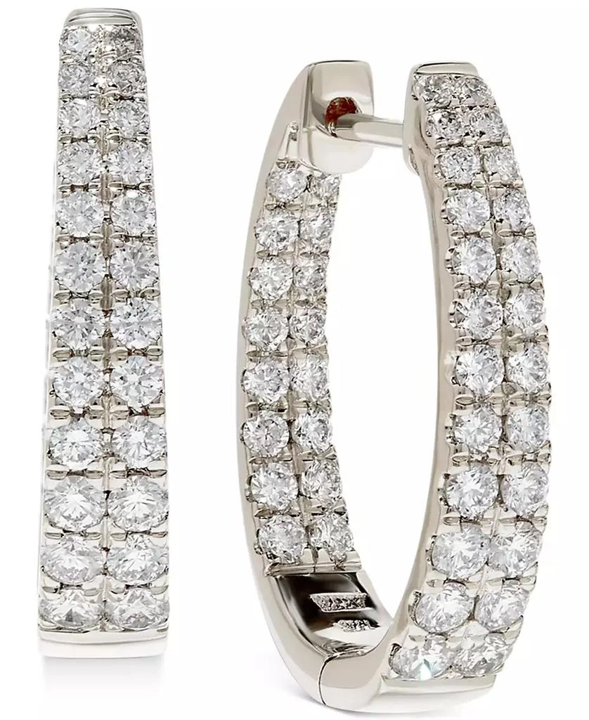 商品Macy's|Diamond Graduated In & Out Hoop Earrings (1-1/2 ct. t.w.) in 14k White or Yellow Gold,价格¥13122,第1张图片