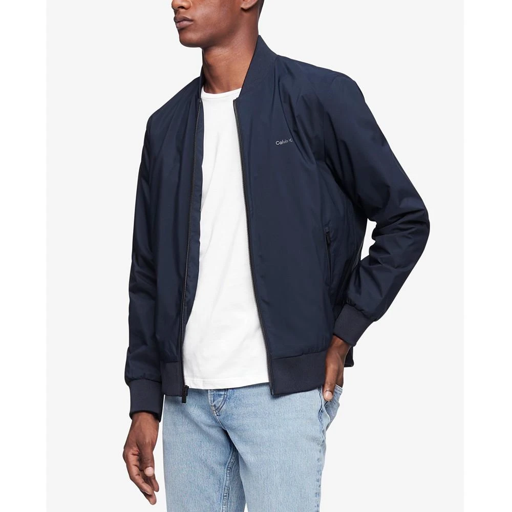 商品Calvin Klein|Men's Logo-Print Matte Bomber Jacket,价格¥950,第1张图片