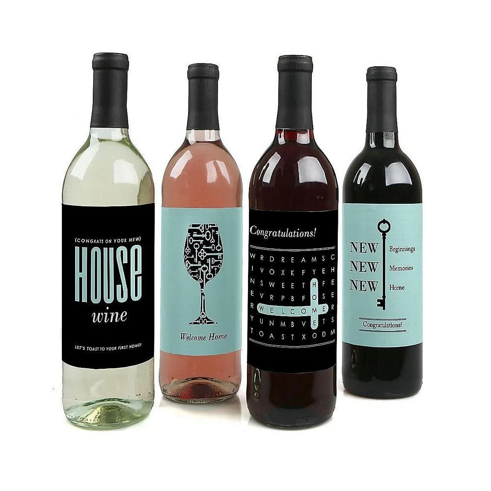 商品Big Dot of Happiness|Home Sweet Home - Housewarming Gift - Wine Bottle Label Stickers - 4 Ct,价格¥82,第1张图片