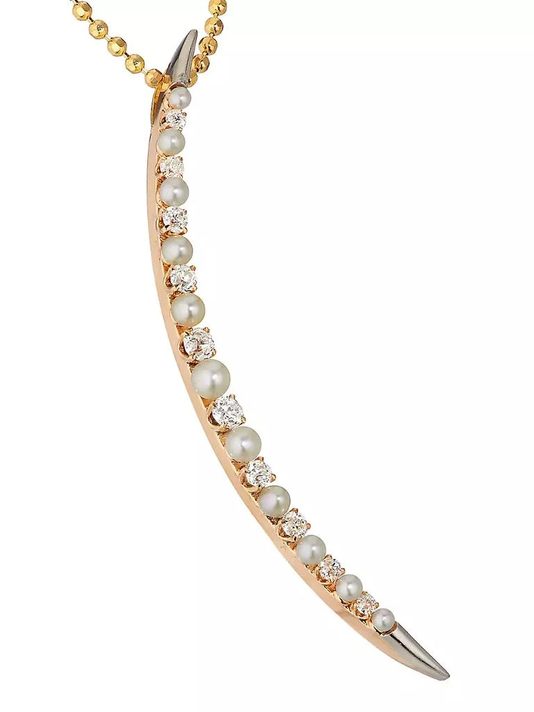 商品Renee Lewis|Two-Tone 18K Gold, Natural Pearl &amp; 1 TCW Diamond Crescent Moon Pendant Necklace,价格¥58353,第3张图片详细描述