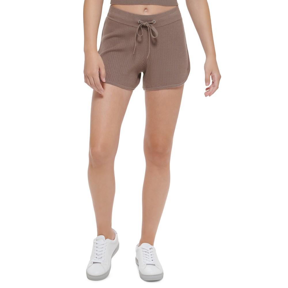 商品Calvin Klein|Women's Ribbed-Knit Drawstring Shorts,价格¥168,第1张图片