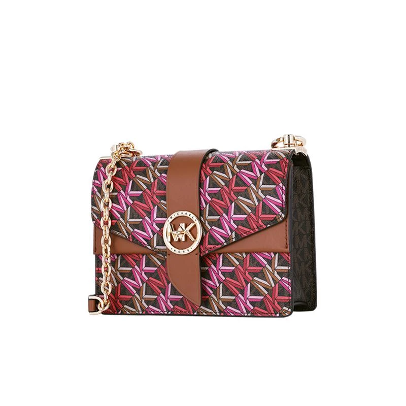 商品[国内直发] Michael Kors|MK 女包 迈克·科尔斯（MICHAEL KORS）卡其色皮质单肩斜挎链条包 32H1GGRC1I BROWN MULTI,价格¥1484,第4张图片详细描述