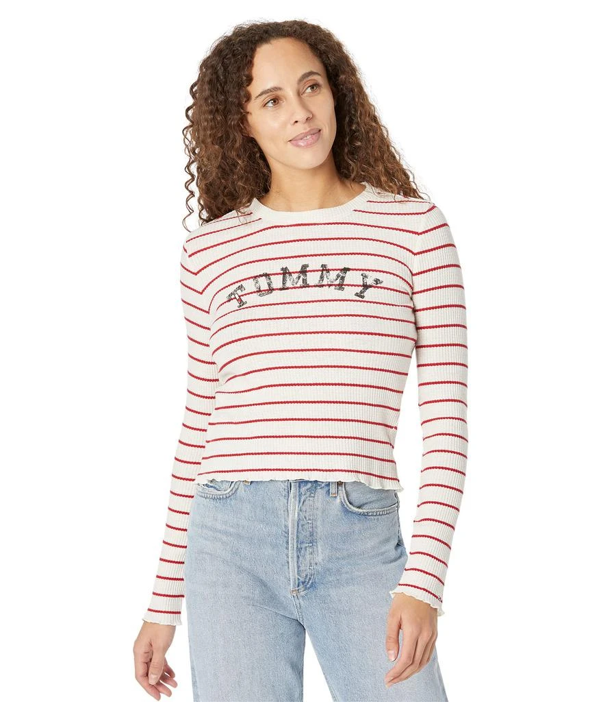 商品Tommy Jeans|Waffle Stripe Long Sleeve Tee,价格¥287,第1张图片