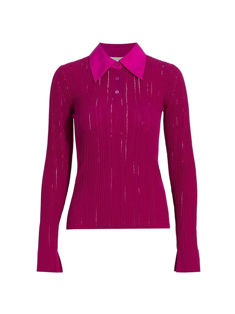 Rib-Knit Polo Sweater商品第1张图片规格展示