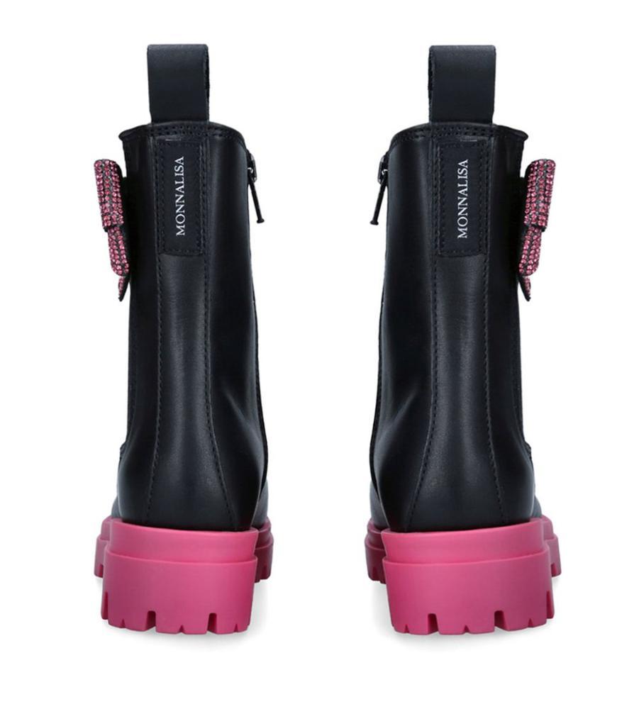 商品MONNALISA|Leather Crystal Bow Ankle Boots,价格¥2125,第4张图片详细描述