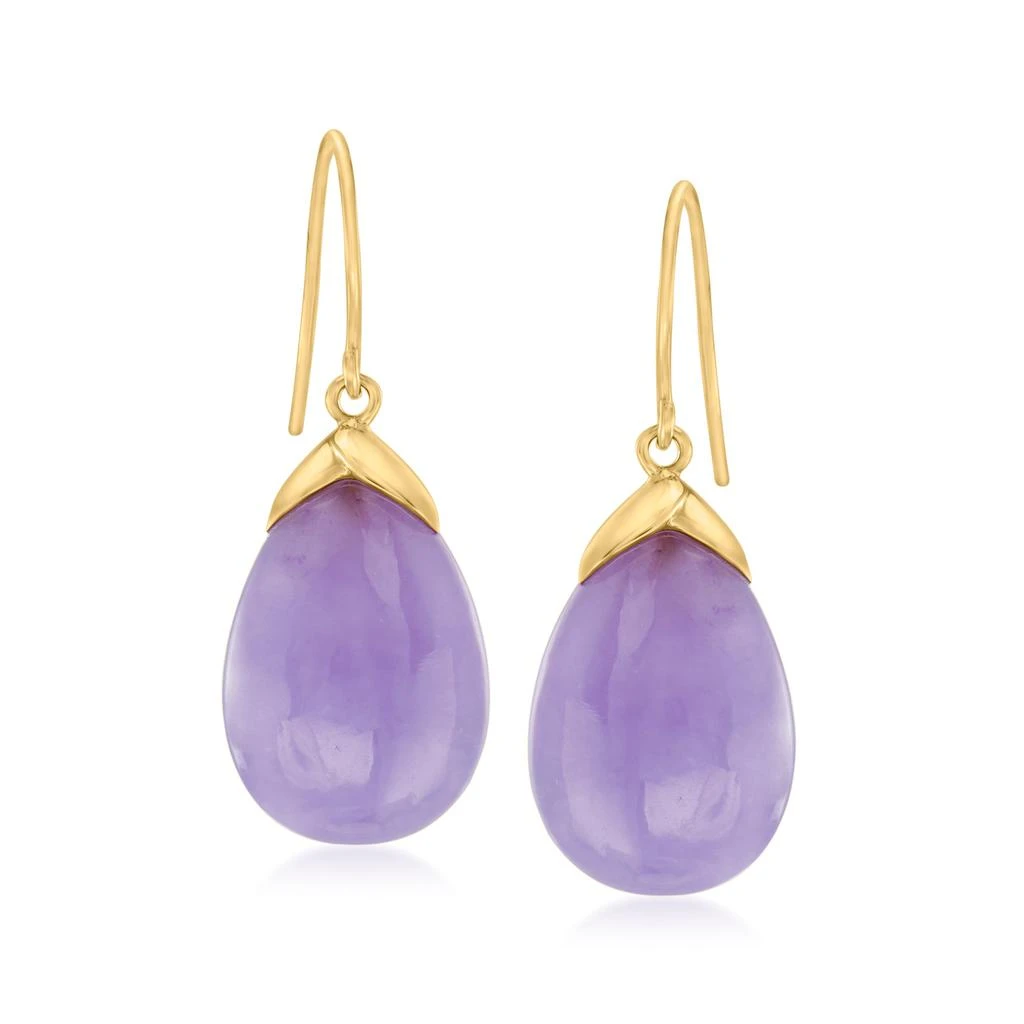 商品Ross-Simons|Lavender Jade Drop Earrings in 14kt Yellow Gold,价格¥2256,第1张图片