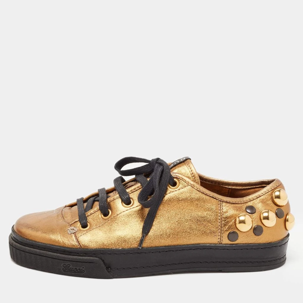 商品[二手商品] Gucci|Gucci Metallic Leather Babouska Studded Praga Sneakers Size 36,价格¥1140,第1张图片