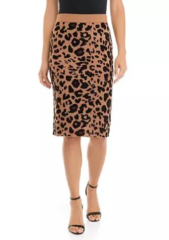 商品Tahari|Womens Pull On Leopard Jacquard Sweater Skirt,价格¥205,第1张图片