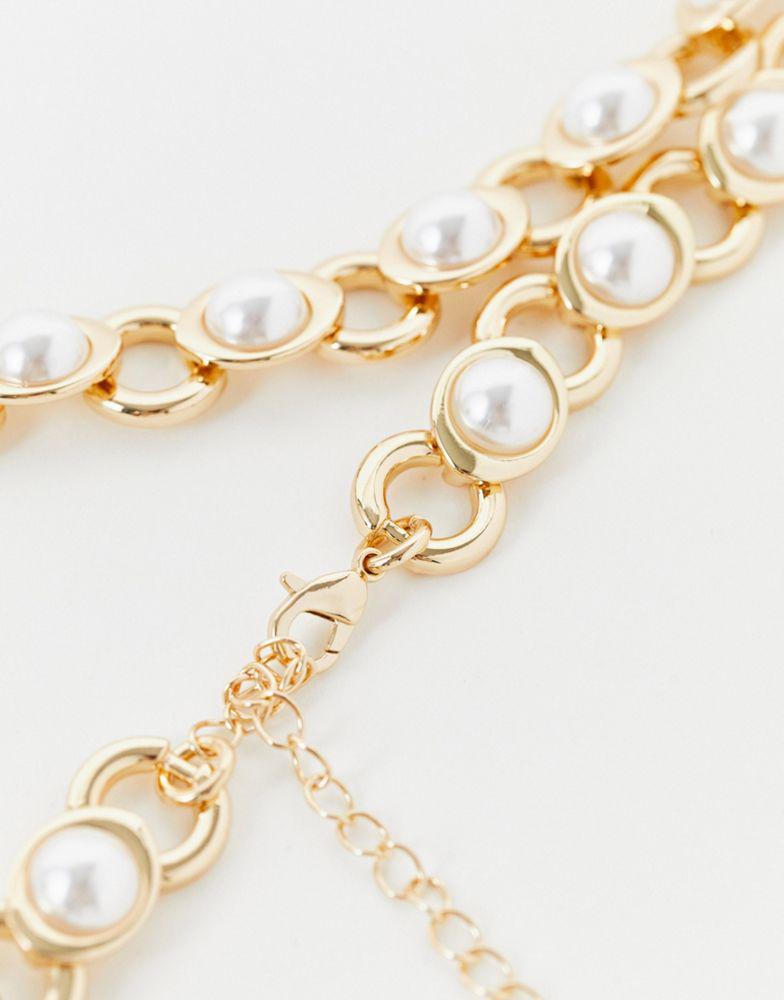 商品ASOS|ASOS DESIGN Curve pearl chain waist and hip belt,价格¥104,第5张图片详细描述