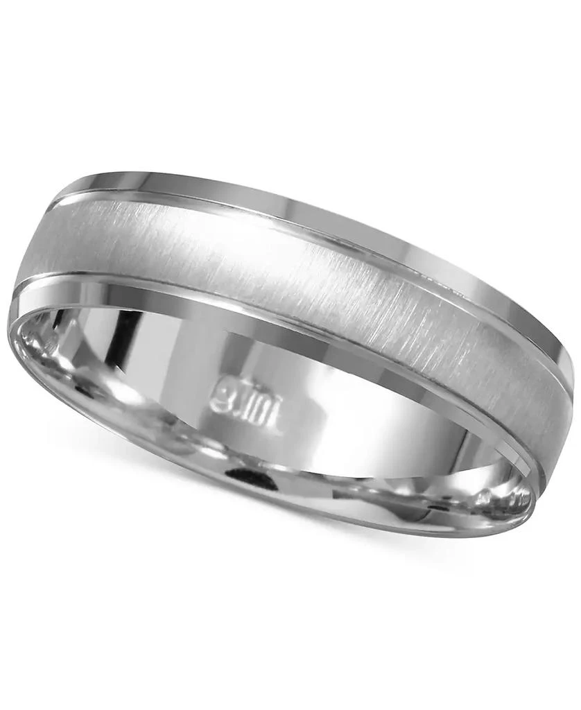 商品Macy's|Men's Beveled Edge Satin Finish Comfort Fit Wedding Band in 14k White Gold,价格¥8241,第1张图片