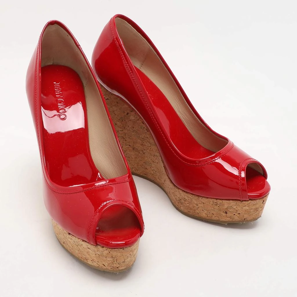 商品[二手商品] Jimmy Choo|Jimmy Choo Red Patent Leather Papina Wedge Pumps Size 37,价格¥1591,第4张图片详细描述