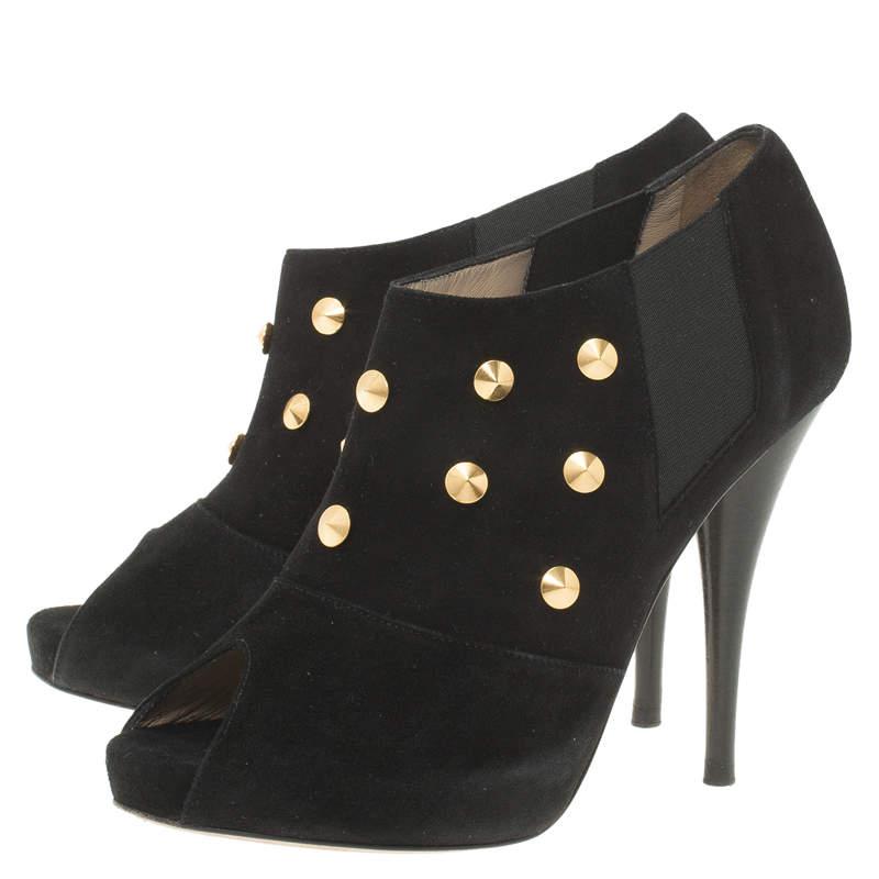 Fendi Black Studded Suede Platform Ankle Boots Size 37.5商品第4张图片规格展示