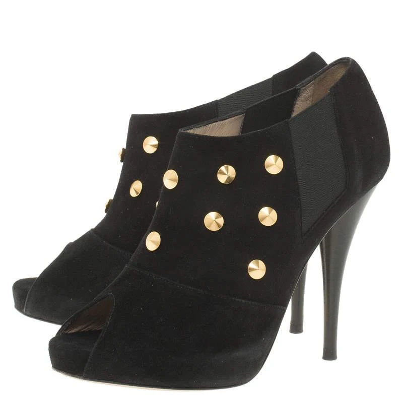 商品[二手商品] Fendi|Fendi Black Studded Suede Platform Ankle Boots Size 37.5,价格¥1934,第4张图片详细描述