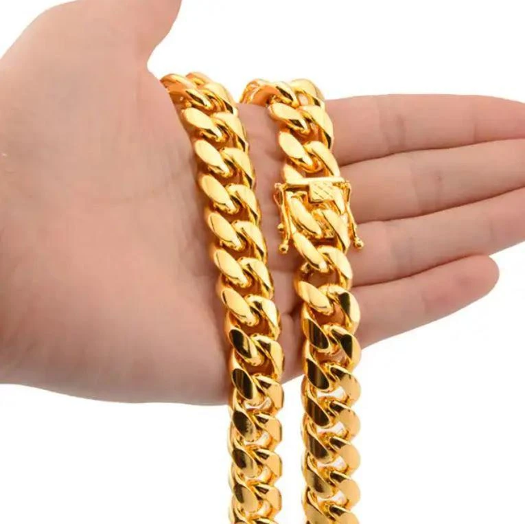 商品Simply Rhona|Miami Cuban Chunky Bracelet In 18K Gold Plated Stainless Steel Width 0.39",价格¥529,第2张图片详细描述