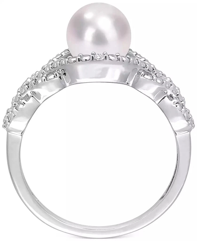 商品Macy's|Cultured Freshwater Pearl (7mm) & Diamond Accent Openwork Ring in Sterling Silver,价格¥748,第3张图片详细描述