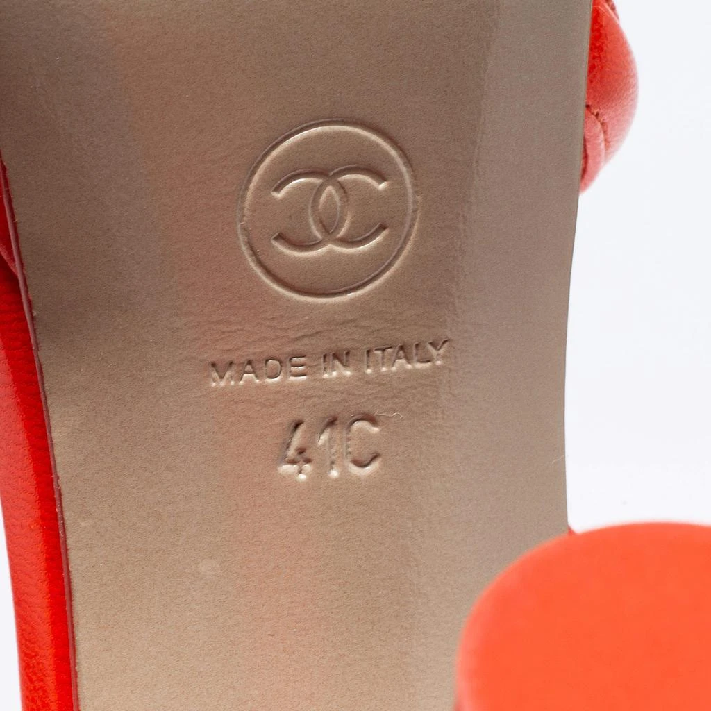 Chanel Orange Leather Ankle Wrap  Sandals Size 41 商品