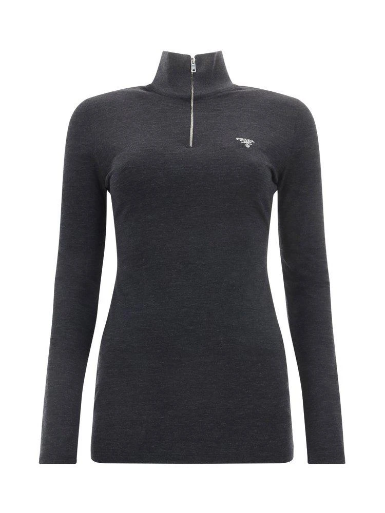 商品Prada|Prada Logo-Embroidered Turtleneck Long Sleeve Top,价格¥7445,第1张图片