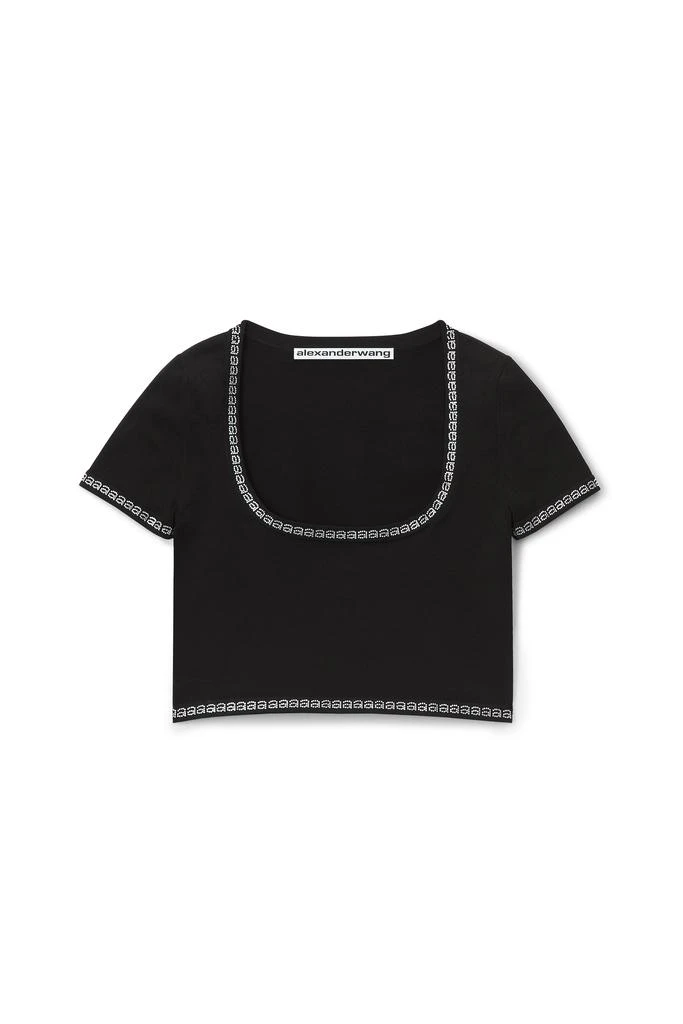 商品Alexander Wang|LOGO CRYSTAL TRIM TEE IN COMPACT NYLON,价格¥1827,第1张图片