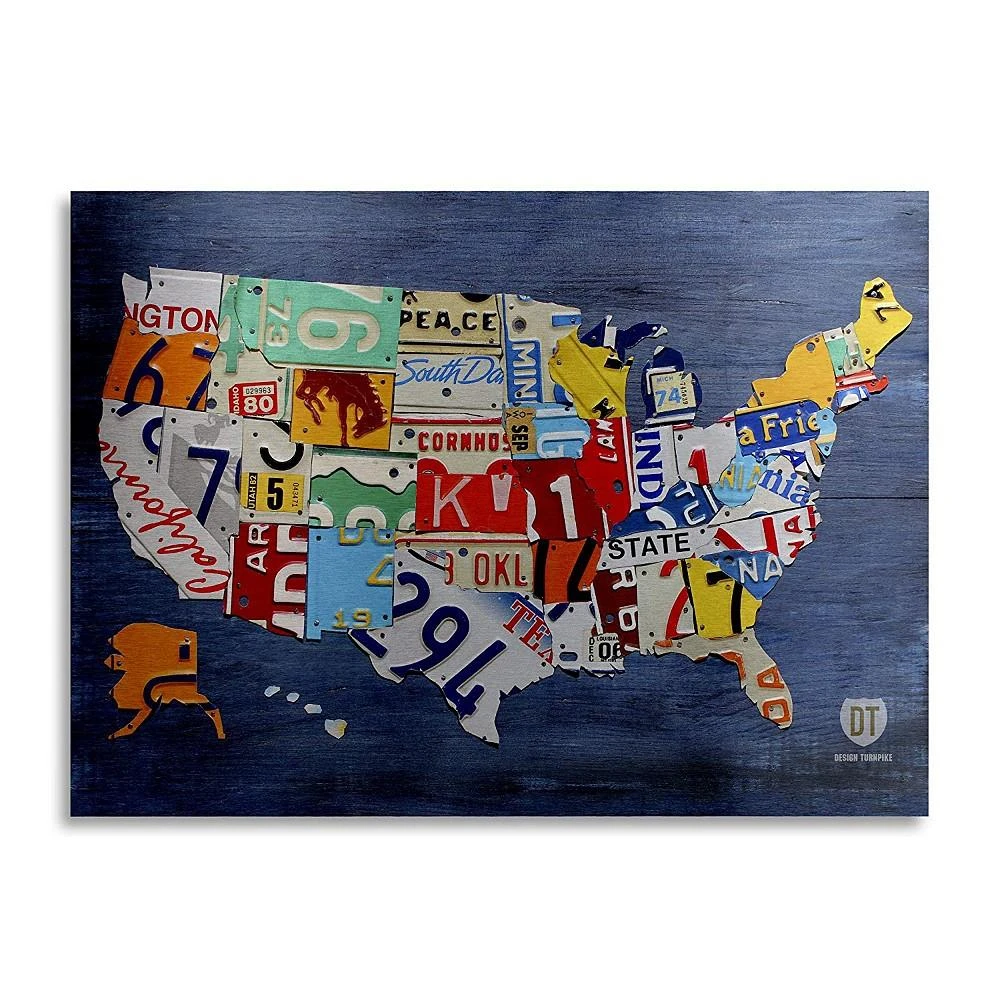 商品Trademark Global|Design Turnpike 'USA Map' Floating Brushed Aluminum Art - 16" x 22" x 1",价格¥957,第1张图片