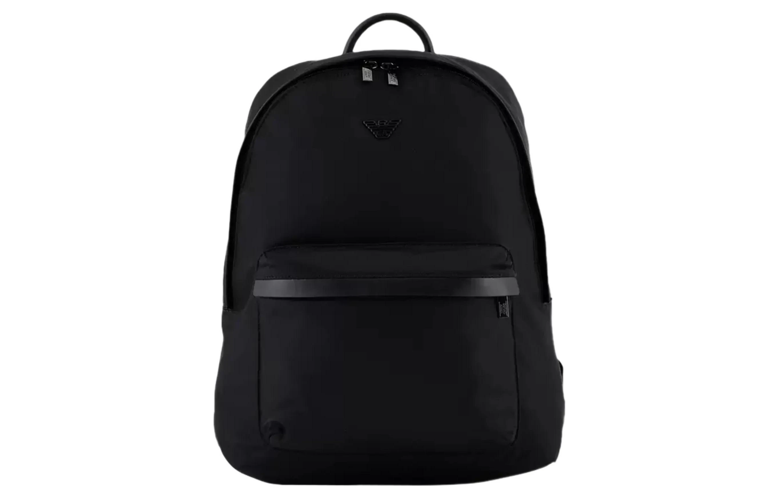 商品[国内直发] Emporio Armani|阿玛尼 经典Logo徽标拉链开合拼色 锦纶 书包背包双肩包 常规 男款 黑色,价格¥2457,第1张图片