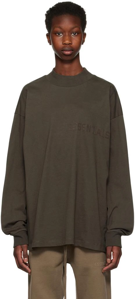 商品Essentials|Gray Flocked Long Sleeve T-Shirt,价格¥451,第1张图片