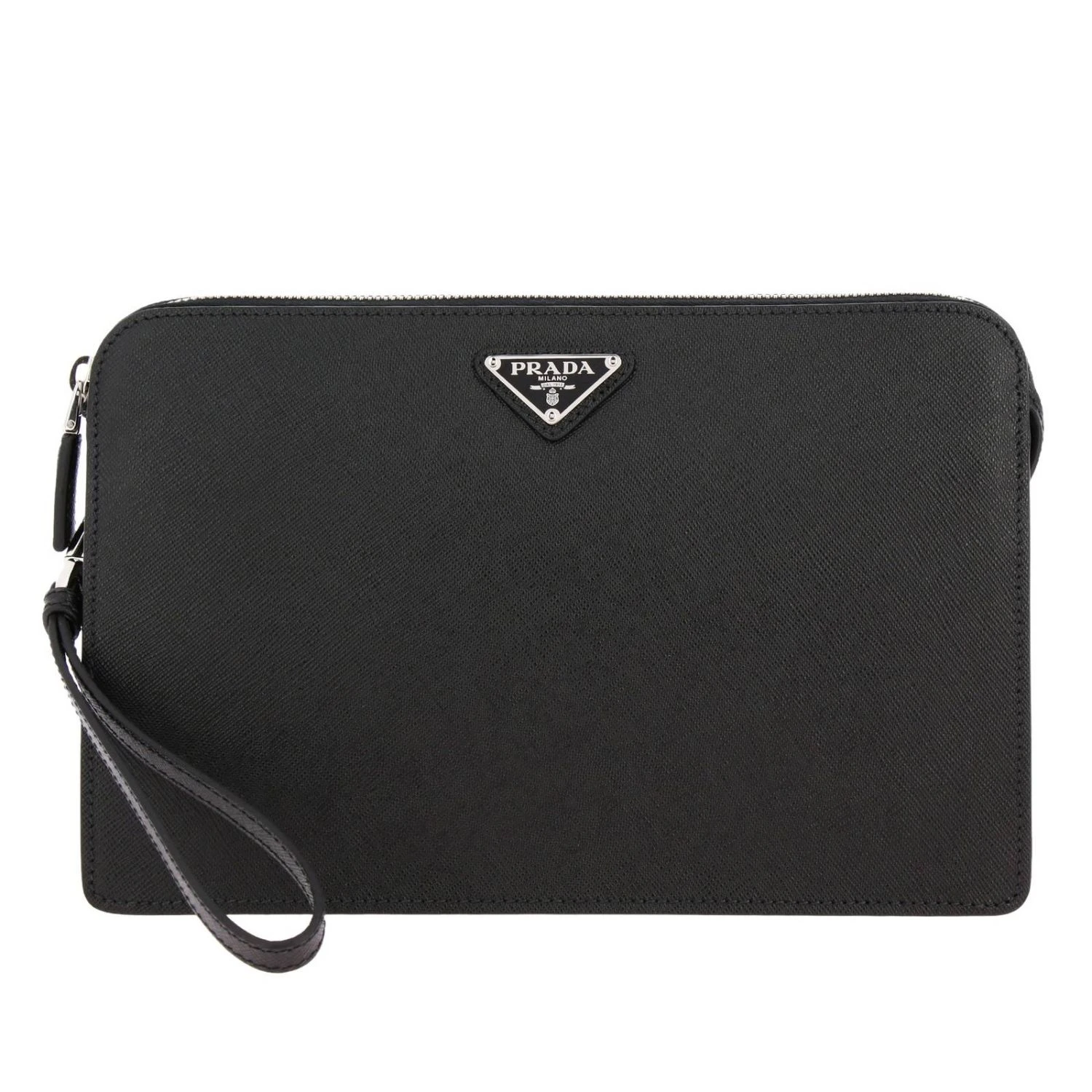 商品[国内直发] Prada|PRADA 男士黑色皮革手拿包 2VF056--F0002,价格¥10384,第1张图片