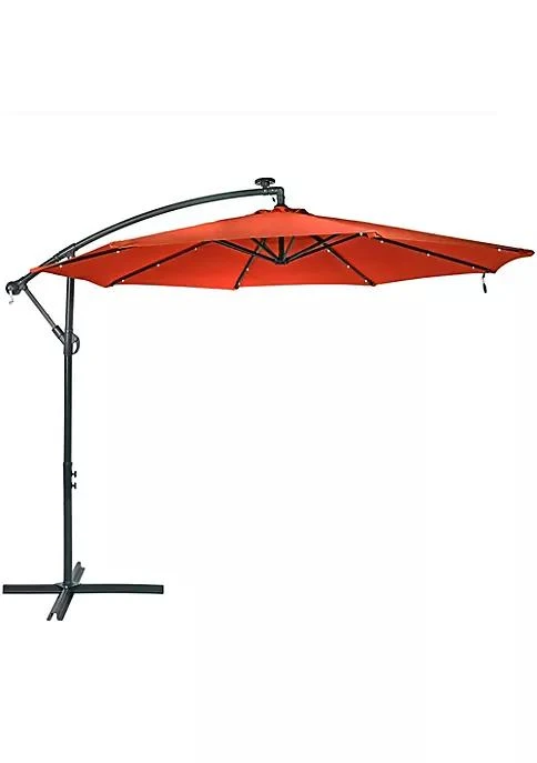 商品belk|Decor 10 Ft Solar Offset Steel Patio Umbrella With Crank   Burnt Orange,价格¥1342,第2张图片详细描述
