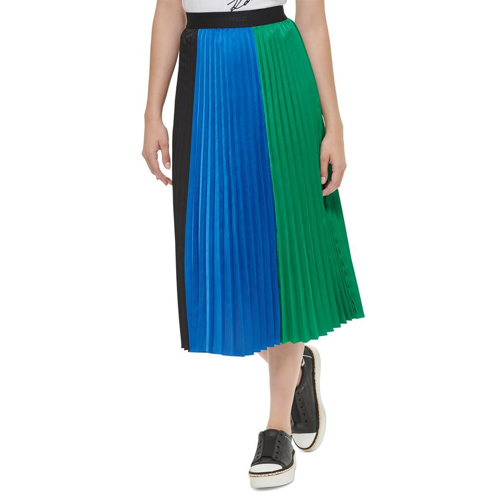 Women's Tri-Color Pleated Midi Skirt商品第3张图片规格展示