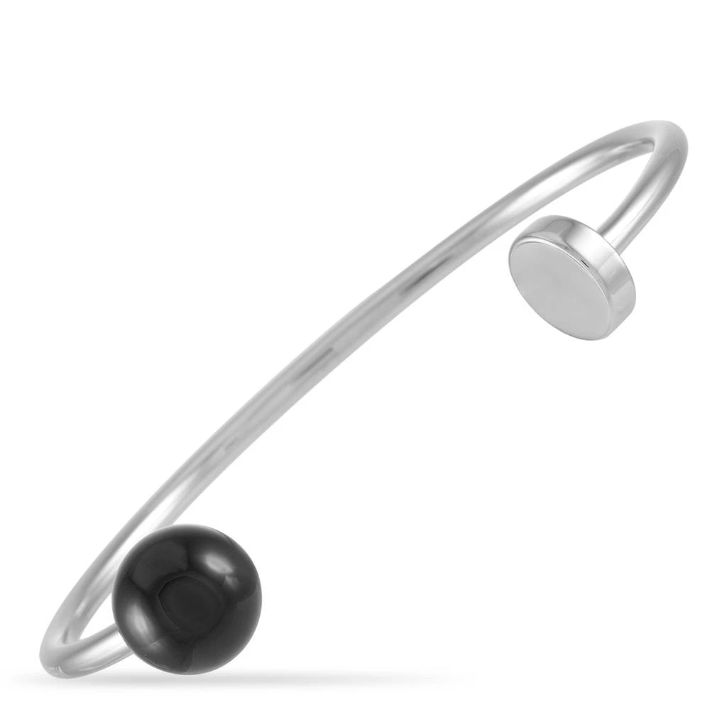 商品Calvin Klein|Bubbly Stainless Steel Onyx Open Bangle Bracelet,价格¥261,第1张图片
