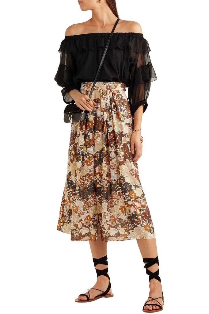 商品Chloé|Printed fil coupé silk-gauze midi skirt,价格¥2892,第2张图片详细描述