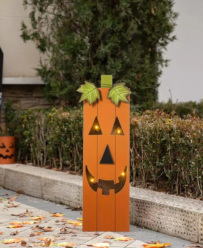 Lighted Halloween Wooden Pumpkin Porch Decor, 30" 商品