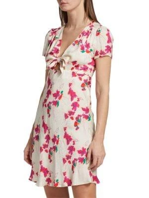 商品ba&sh|Elita Floral Jacquard Tie Front Mini Dress,价格¥1036,第3张图片详细描述