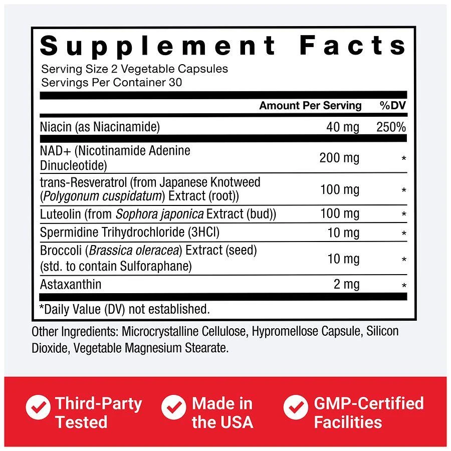 商品Force Factor|NAD+ Longevity Complex Capsules,价格¥293,第4张图片详细描述
