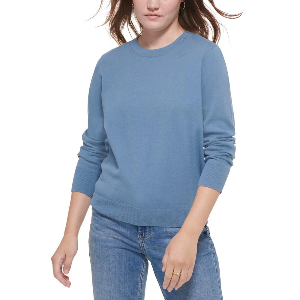商品Calvin Klein|MONOGRAM LOGO EMBROIDERY AT THE NECKLINE LONG SLEEVE CREW,价格¥178,第1张图片