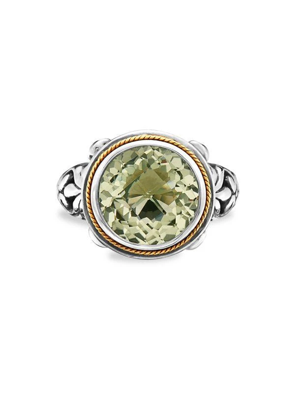 商品Effy|Sterling Silver, 18K Yellow Gold & Green Amethyst Ring,价格¥2216,第2张图片详细描述