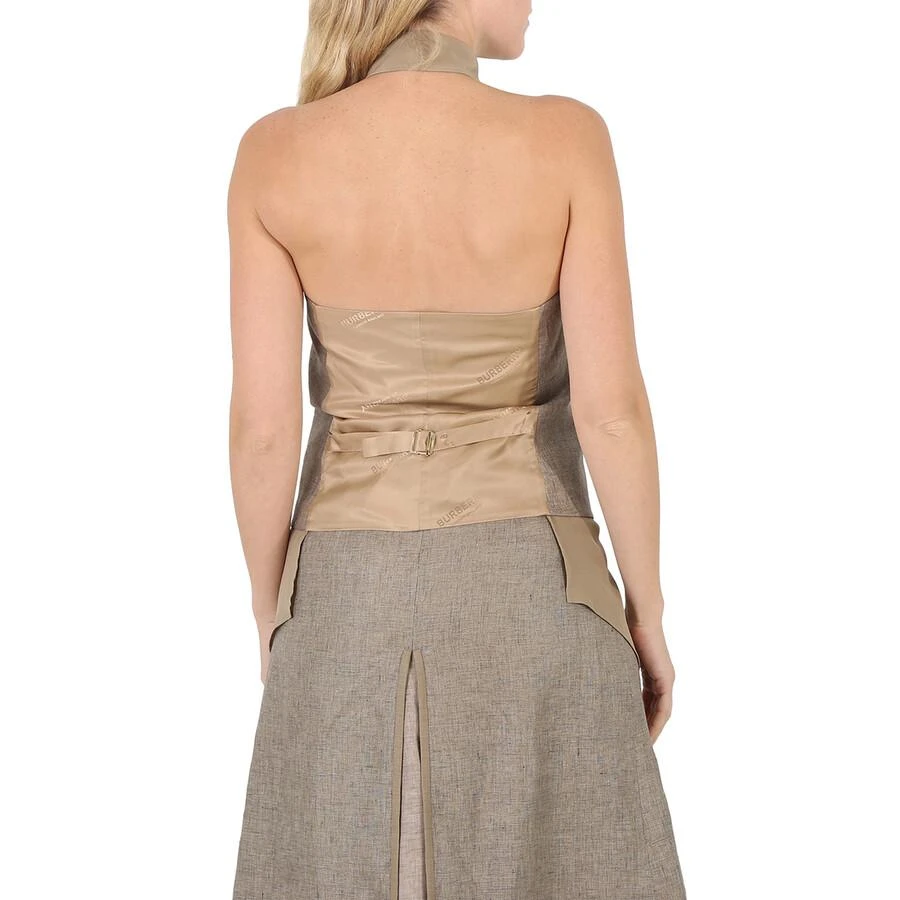 商品Burberry|Ladies Cedar Brown Melange Silk Shirt Detail Linen Remodeled Vest,价格¥1803,第3张图片详细描述