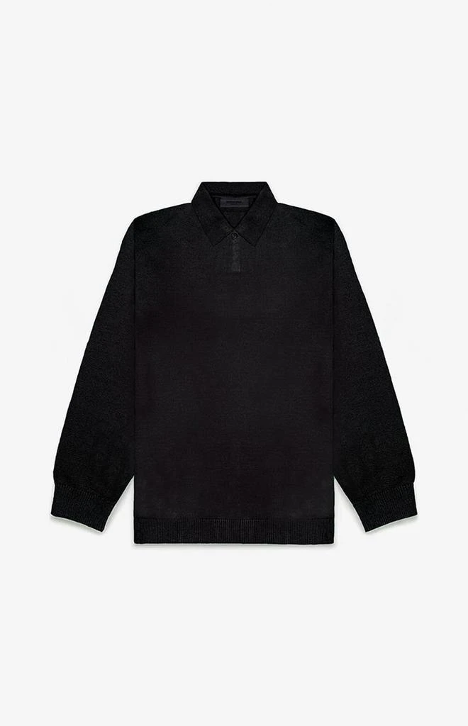 商品Essentials|Jet Black Knit Polo Sweater,价格¥883,第1张图片