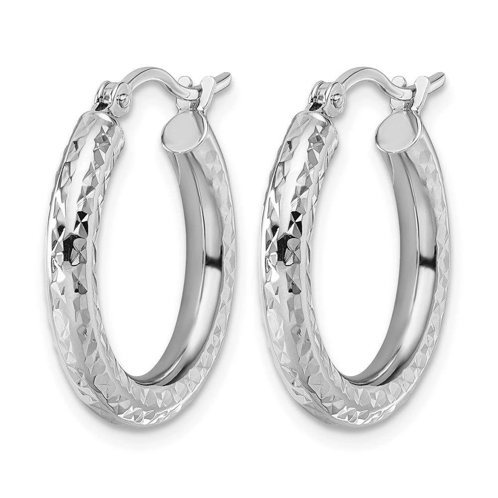 商品Diamond2Deal|14k Gold Diamond-cut 3x20mm Round Hoop Earrings,价格¥3801,第2张图片详细描述