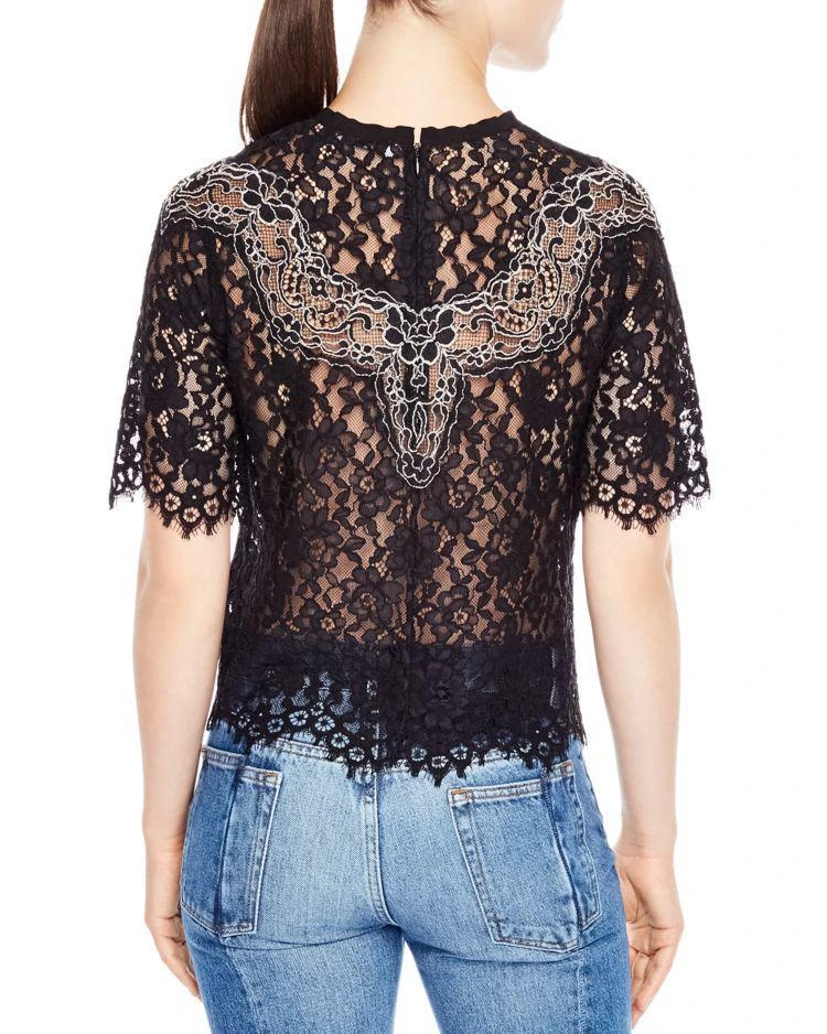商品Sandro|Laslo Lace Cropped Top,价格¥1203,第2张图片详细描述