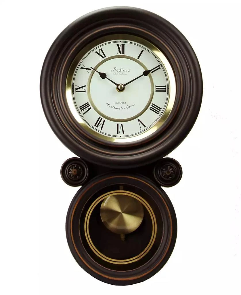 商品Bedford|Clock Collection Contemporary Round Wall Clock with Pendulum,价格¥1597,第1张图片