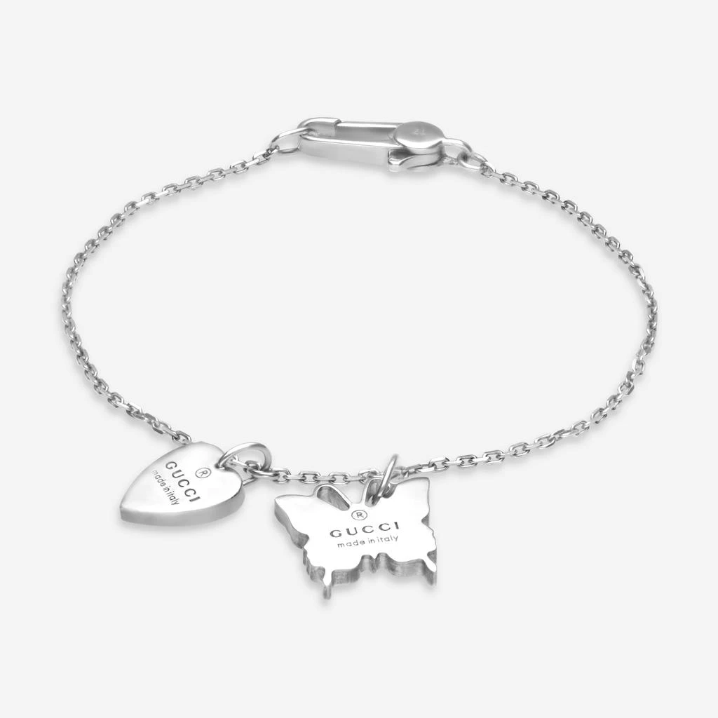 商品Gucci|Gucci Sterling Silver Heart and Butterfly Charm Bracelet YBA223516001017,价格¥2461,第1张图片
