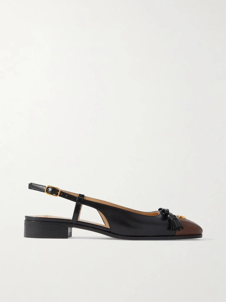 商品Valentino|品牌标志缀饰穗饰皮革露跟芭蕾平底鞋  - IT35,价格¥8077,第1张图片