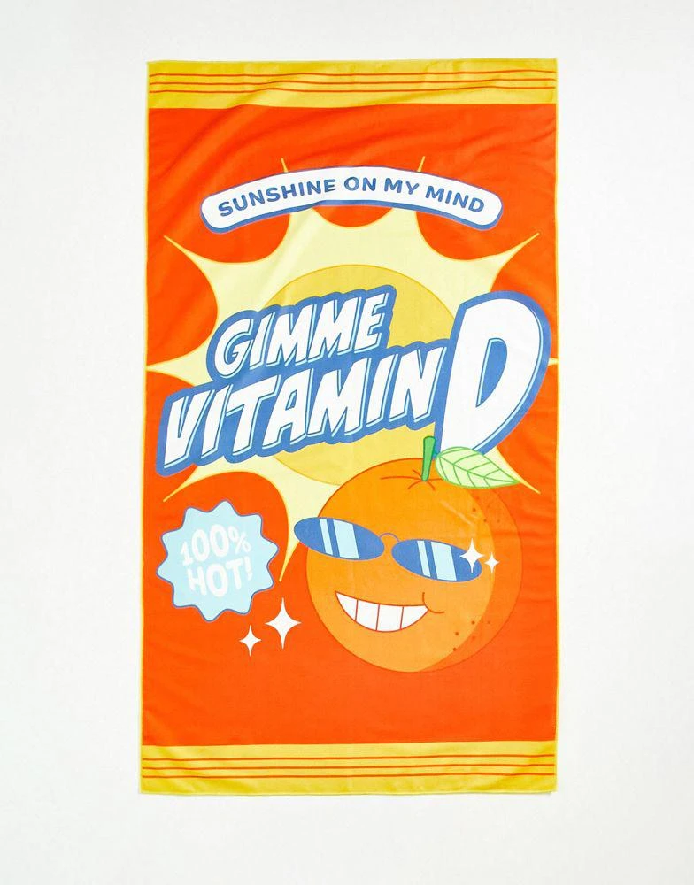 商品Skinnydip|Skinnydip Vitamin D slogan towel in orange,价格¥207,第1张图片