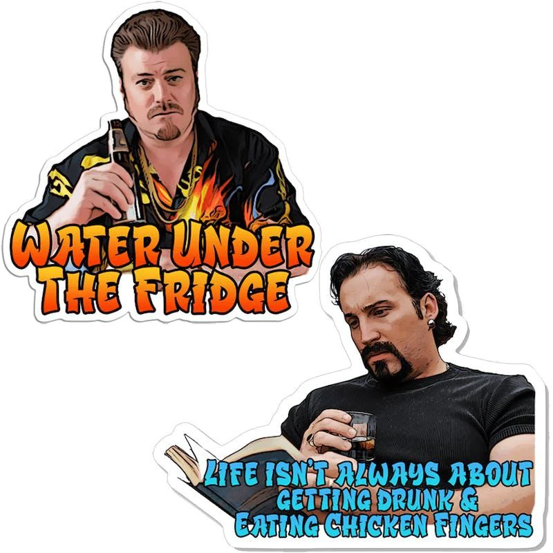 商品Ottos Grotto :: Stickers For Your Stuff|Trailer Park Boys® (2 Pack Stickers) Featuring Julian And Ricky | Officially Licensed Trailer Park Boys Sticker | Julian Sticker,价格¥76,第1张图片