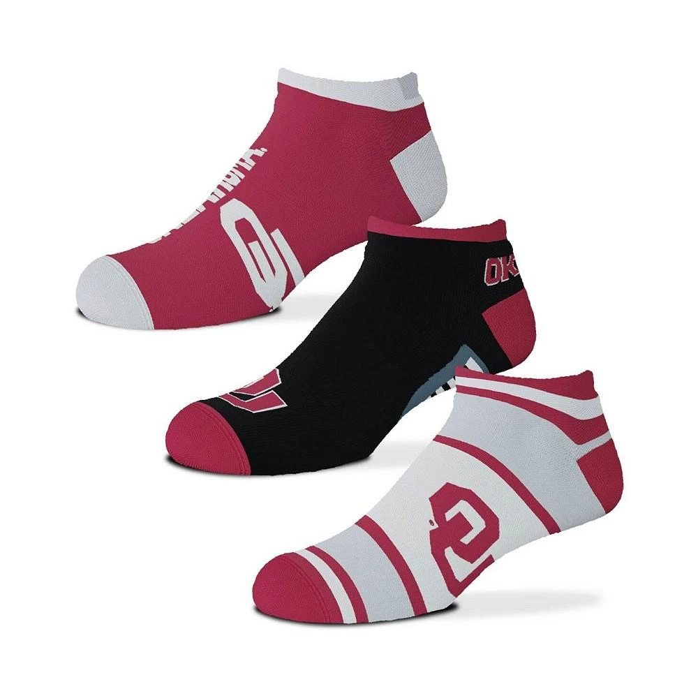 商品For Bare Feet|Boys and Girls Youth Oklahoma Sooners 3-Pack Show Me The Money Ankle Socks,价格¥150,第1张图片